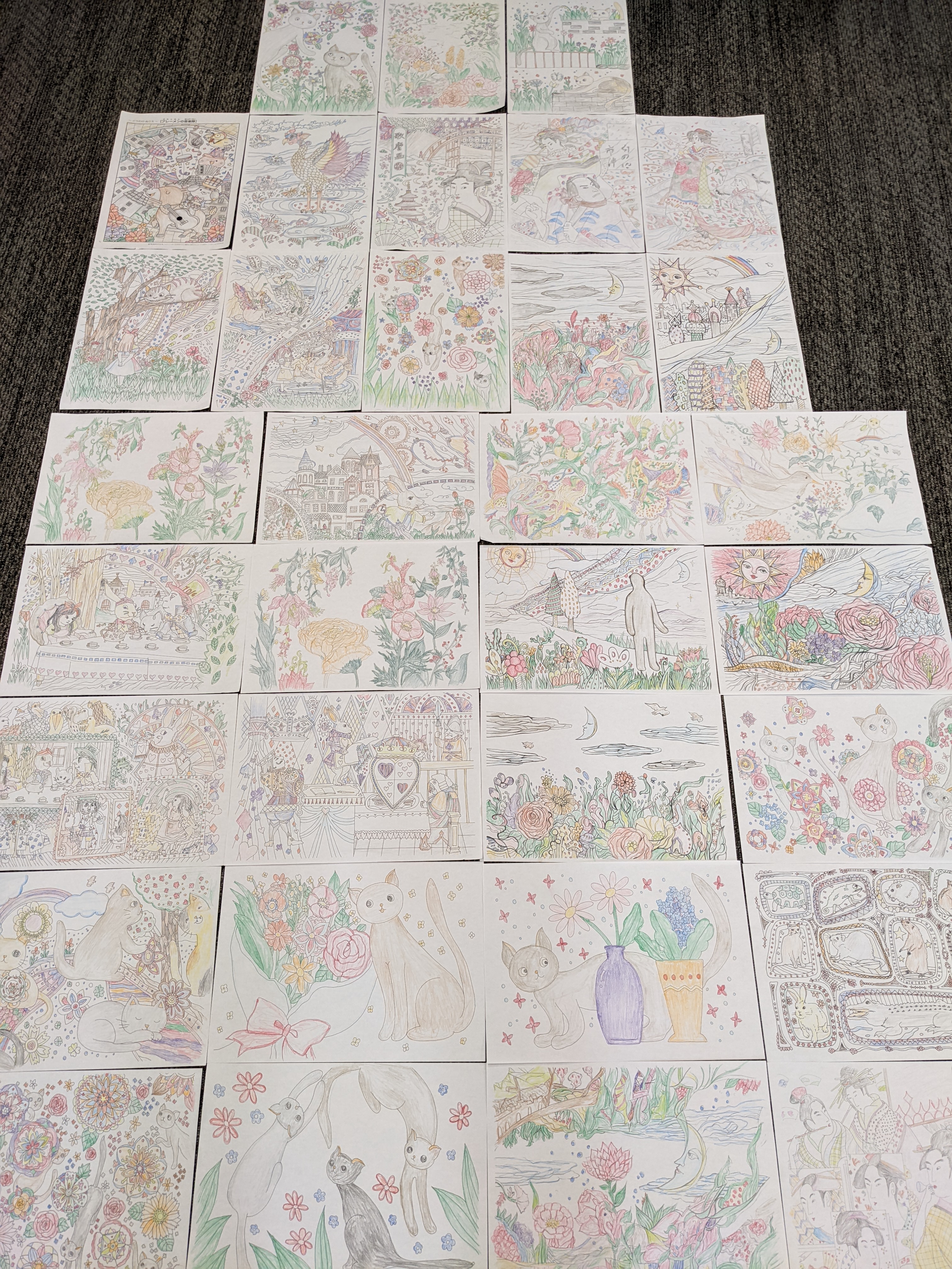 【葛飾奥戸】毎回コツコツ塗った利用者さんの塗り絵(4月)