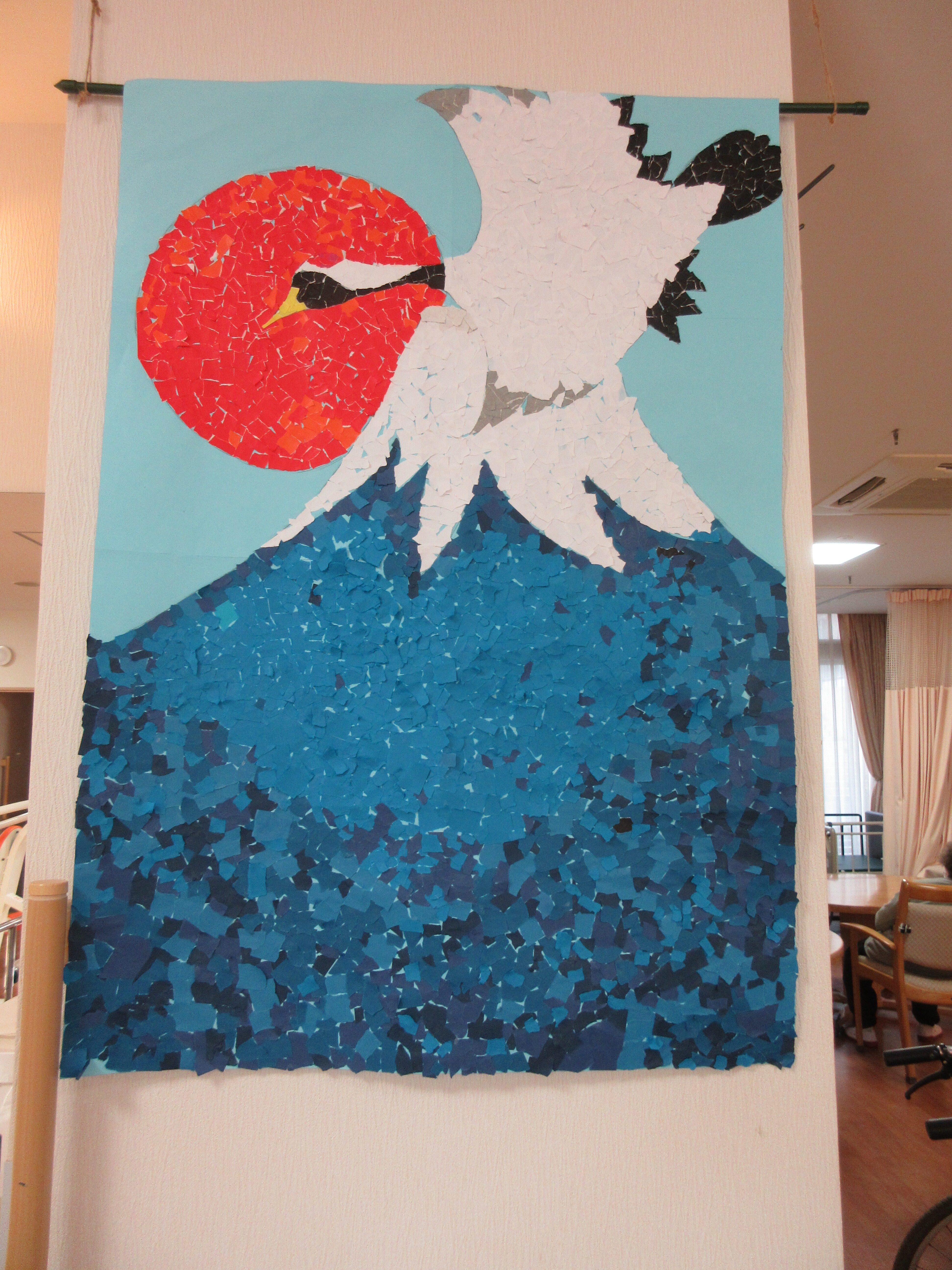 １月の制作　「富士山のちぎり絵」