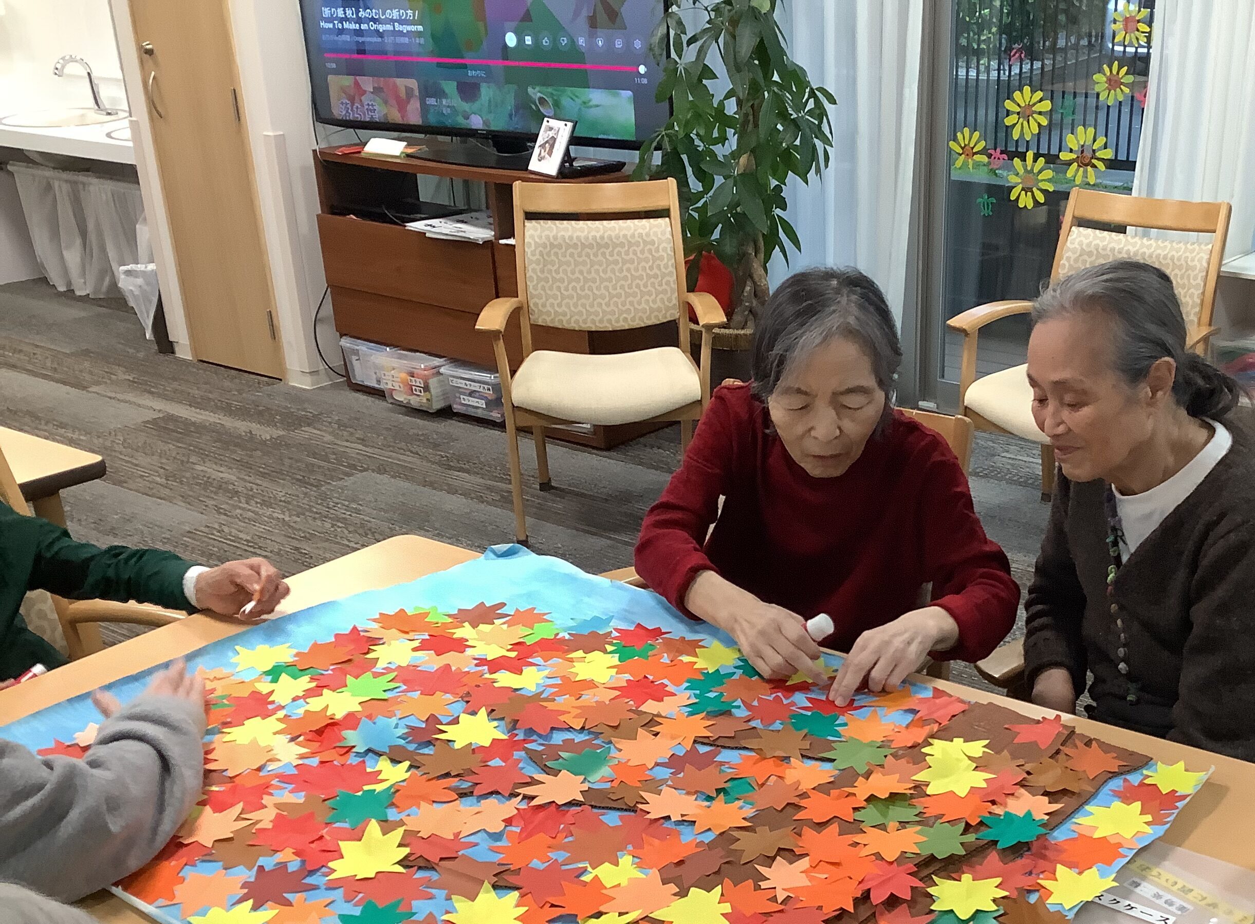 紅葉の壁画作成