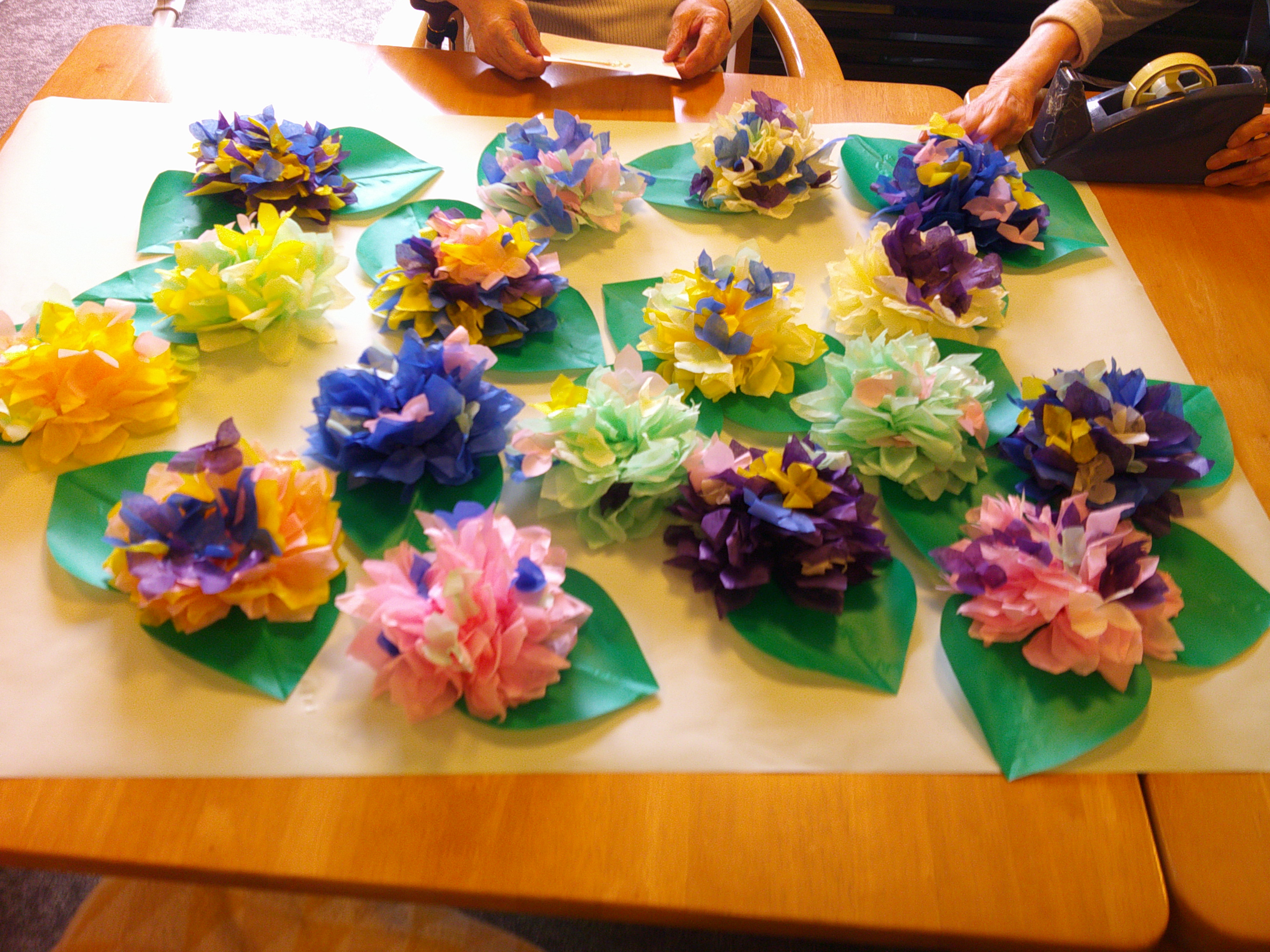 紫陽花の壁飾り作り